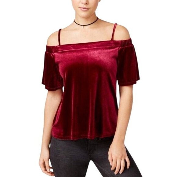 Burgundy Velvet Off-Shoulder Top | Luxe Date Night Holiday Party Y2K Goth Glam M - Picture 1 of 12